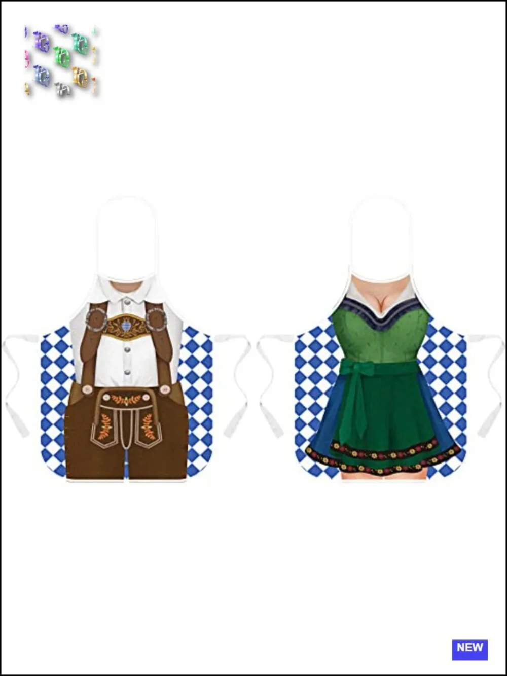 2-Piece German Oktoberfest Apron for Couples Cooking BBQ Party Costume